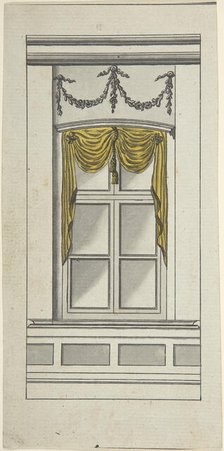 Design for a Window with Yellow Drapery, 18th century. Creator: Anon.