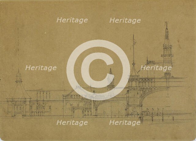 World's Columbian Exposition Buildings, Chicago, Illinois, Elevation Sketch, c. 1890. Creator: John Wellborn Root.