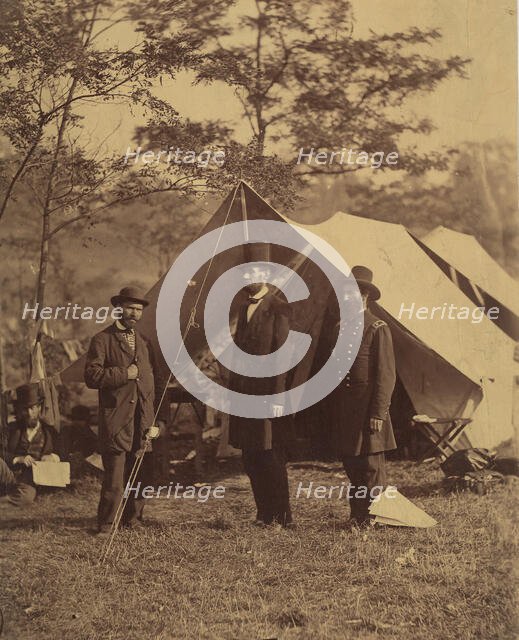 [President Abraham Lincoln, Major General John A. McClernand (right), and E. J...., October 4, 1862. Creator: Alexander Gardner.