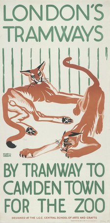 'By Tramway to Camden Town for the Zoo', London County Council (LCC) Tramways poster, 1924. Artist: Mary I Wright