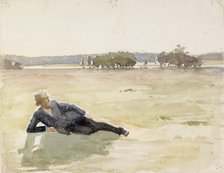 A man loitering in the meadow, c1890s. Creator: Albert Edelfelt.