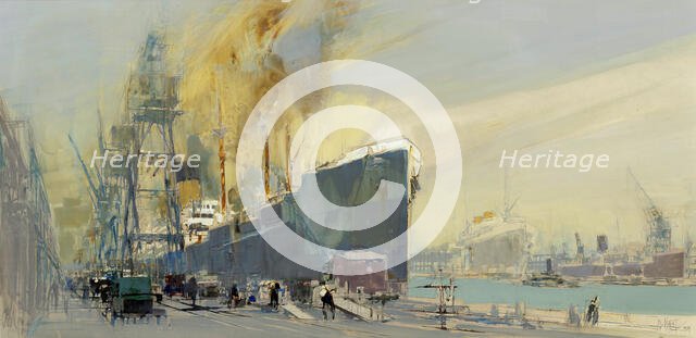 A scene in the Royal Albert Dock, London, 1929, 1929. Creator: William Walcot.