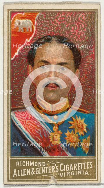 King of Siam, from World's Sovereigns series (N34) for Allen & Ginter Cigarettes, 1889., 1889. Creator: Allen & Ginter.