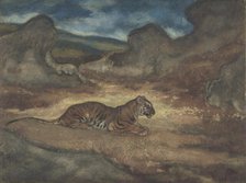 Tiger in Landscape, 1810-75. Creator: Antoine-Louis Barye.