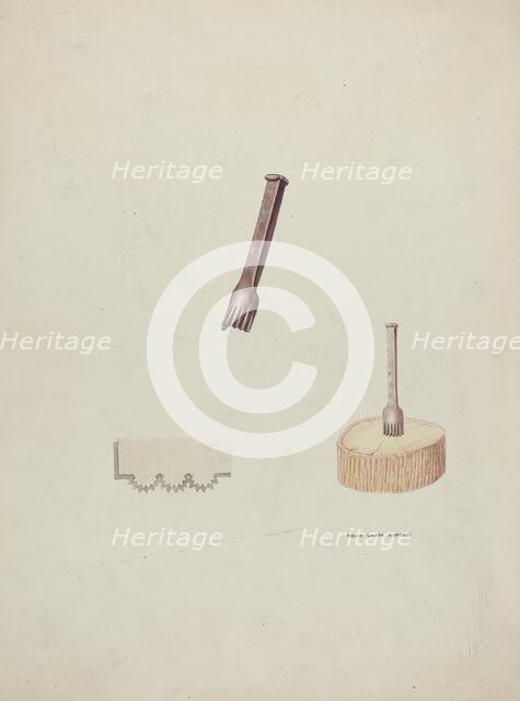 Plinker and Wood Block, 1935/1942. Creator: Oscar Bluhme.