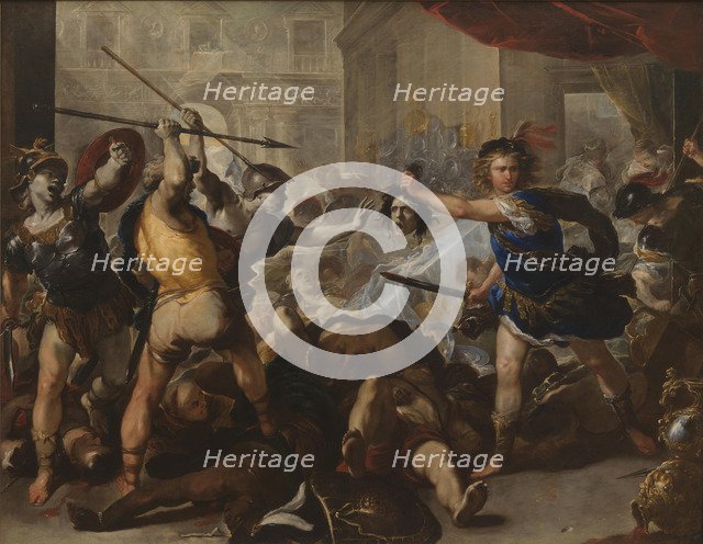 Perseus turning Phineas and his Followers to Stone, Early 1680s. Artist: Giordano, Luca (1632-1705)