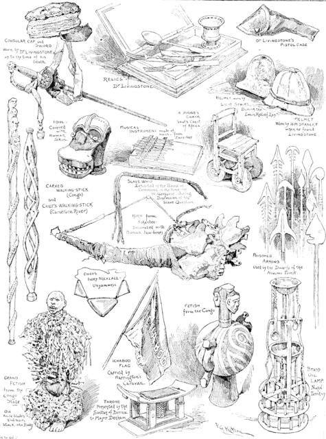 Sketches at the Stanley and African Exhibition, 1890. Creator: Frederick George Kitton.