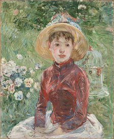 Young Girl on the Grass, the Red Bodice (Mademoiselle Isabelle Lambert), 1885. Creator: Morisot, Berthe (1841-1895).
