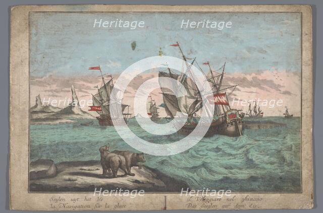 View of ships sailing in the Arctic, 1742-1801.  Creator: Anon.