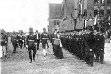 A royal salute: Queen Victoria of Sweden visiting her regiment, the Fusiliers...at Stettin, 1909. Creator: Topical Press Agency.