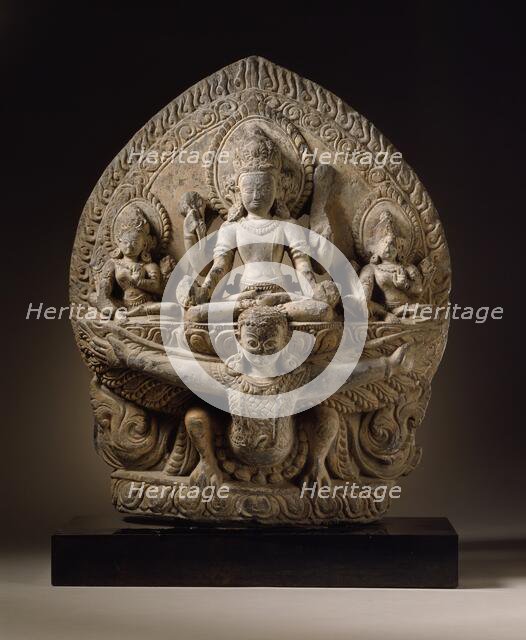 The Hindu God Vishnu on His Mount Garuda, 14th century. Creator: Unknown.