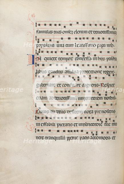 Missale: Fol. 157v: Music for "Exultet", 1469. Creator: Bartolommeo Caporali (Italian, c. 1420-1503).