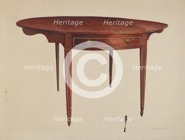 Hepplewhite Drop Leaf Table, c. 1942. Creator: Hugh Ryan.