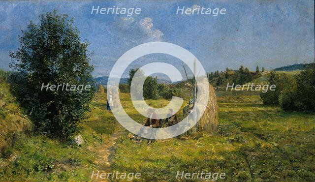 Haymaking, Vik at Stange, 1884. Creator: Gerhard Munthe.