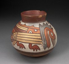 Jar with Narrowed Neck Depicting Abstract Birds, 180 B.C./A.D. 500. Creator: Unknown.