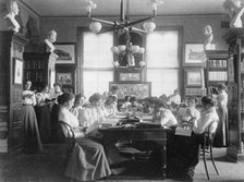 Group of young women reading in library of normal school, Washington, D.C., 1899. Creator: Frances Benjamin Johnston.