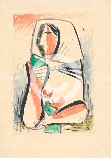 Woman in a scarf, 1936-1937. Creator: Mikulas Galanda.