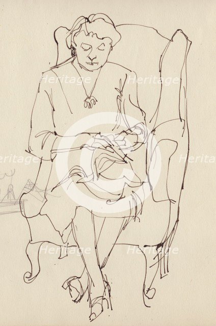 Woman sewing, c1950. Creator: Shirley Markham.