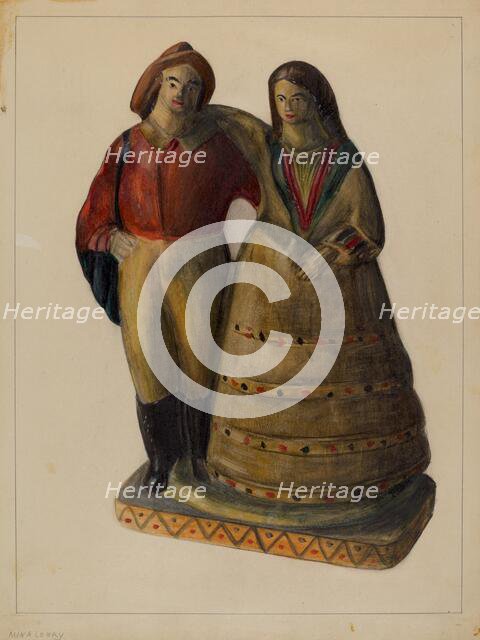 Fisherman and Woman, c. 1937. Creator: Mina Lowry.