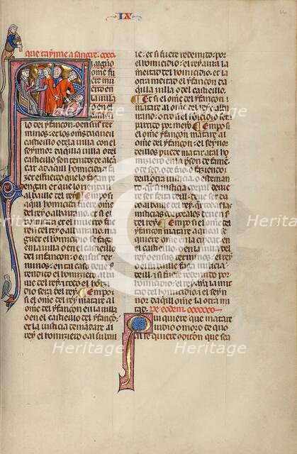 Initial S: A Man Who Has Killed Another Man Led by Soldiers before a Judge, about 1290-1310. Creator: Unknown.