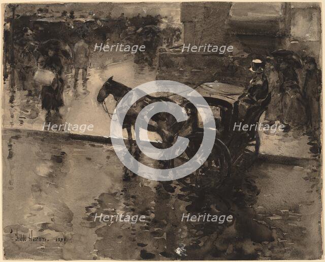 The Up-Tide on the Avenue, probably 1890. Creator: Frederick Childe Hassam.