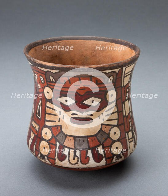 Cup Depicting a Masked Performer Holding Staffs, 180 B.C./A.D. 500. Creator: Unknown.