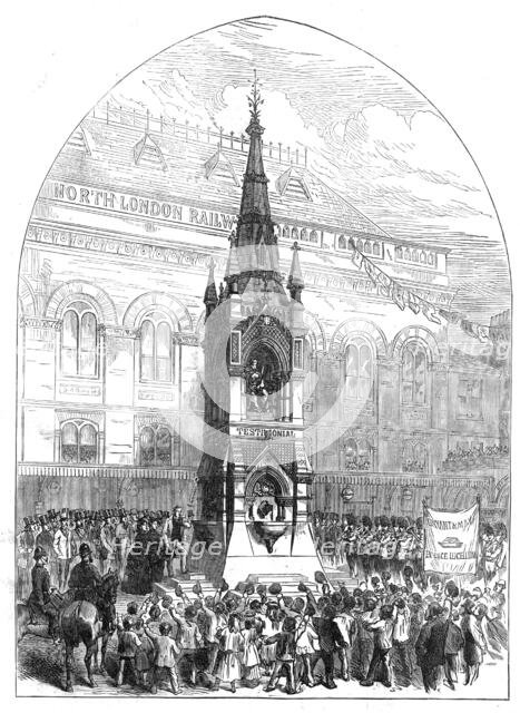 The Lord Mayor opening the new drinking-fountain at Bow, 1872. Creator: Unknown.