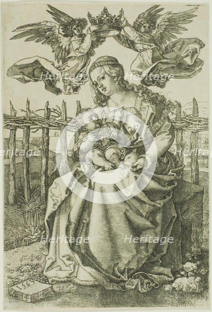 Madonna Crowned by Two Angels, 1563. Creator: Jan Wierix.