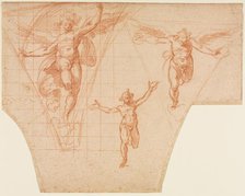 Three Studies of Angels for a Pendentive (recto); Studies for Christ Meeting His Mother…(verso), 159 Creator: Cristoforo Roncalli (Italian, 1552-1626).