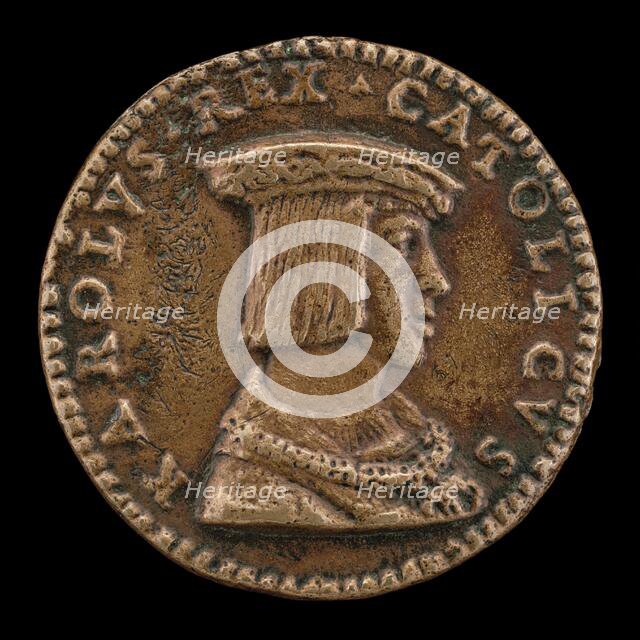 Charles V, 1500-1558, King of Spain 1516-1556, Holy Roman Emperor 1519 [obverse]. Creator: Giovanni Maria Pomedelli.