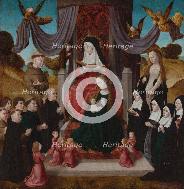 The Virgin and Child with Saint Anne (Anna Selbdritt), Saints Francis, Lidwina and donors, c. 1490-1 Artist: Netherlandish master  