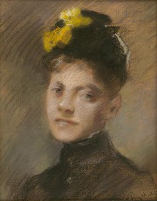 Portrait of a lady in black, 1870-1890. Creator: Bruno Piglhein.
