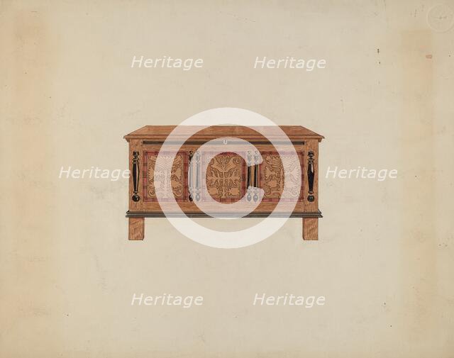 Blanket Chest - Front View, c. 1936. Creator: Martin Partyka.