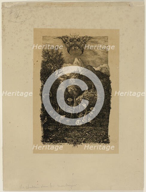 The Butterfly and the Pond, 1868. Creator: Rodolphe Bresdin.