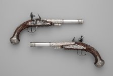 Pair of Flintlock Pistols, Indian, Lucknow, and possibly British, London, ca. 1786. Creator: Claude Martin.