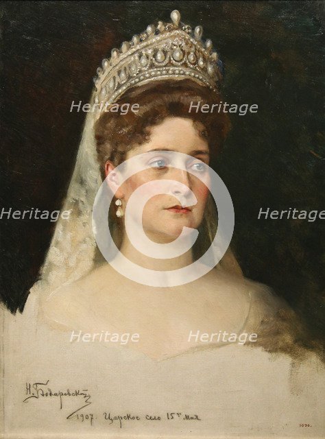 'Portrait of the Empress Alexandra Feodorovna', 1907. Artist: Nikolai Bodarevsky