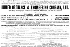 Advertisement for the United Ordnance & Engineering Company, Ltd., 1898. Creator: Unknown.