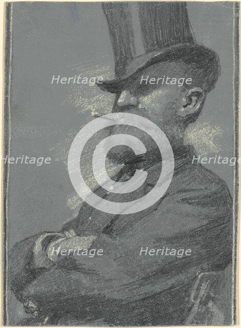 Man in Top Hat, Smoking a Cigar, late 19th century. Creator: Robert William Vonnoh.