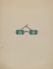 Spectacles with Green Lenses, c. 1936. Creator: Herbert Marsh.