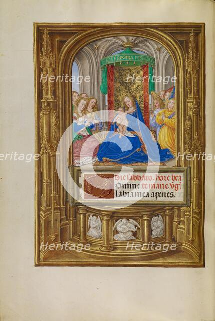 The Virgin and Child Enthroned; Spinola Hours, about 1510-1520. Creator: Master of James IV of Scotland.