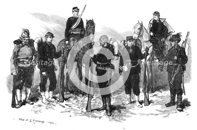 Some of the defenders of Paris (sketch by balloon post), 1871. Creator: Guillaume Urban Regamey.