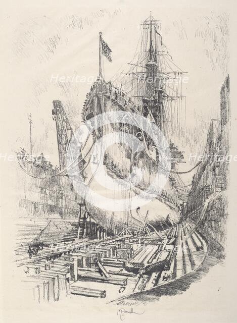 In the Dry Dock, 1917. Creator: Joseph Pennell.