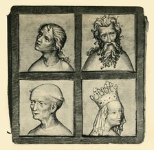 Sketches of heads, early 15th century, (1943). Creator: Unknown.