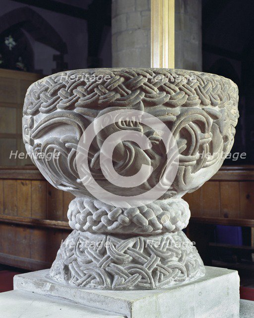 Norman font, Church of St Cassian, Chaddesley Corbett, Worcestershire, c2006. Artist: James O Davies.