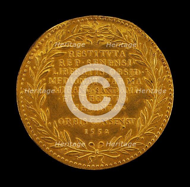Inscription in a Laurel Wreath [reverse], 1552. Creator: Etienne Delaune.