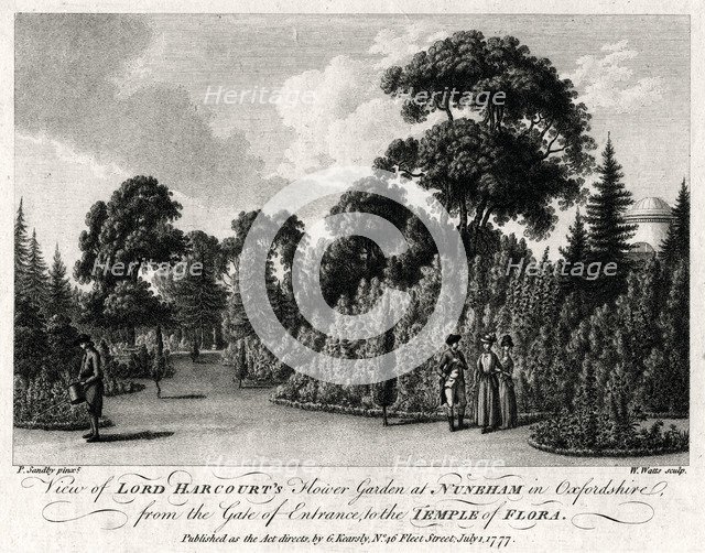 'View of Lord Harcourt's Flower Garden at Nuneham in Oxfordshire', 1777. Artist: William Watts