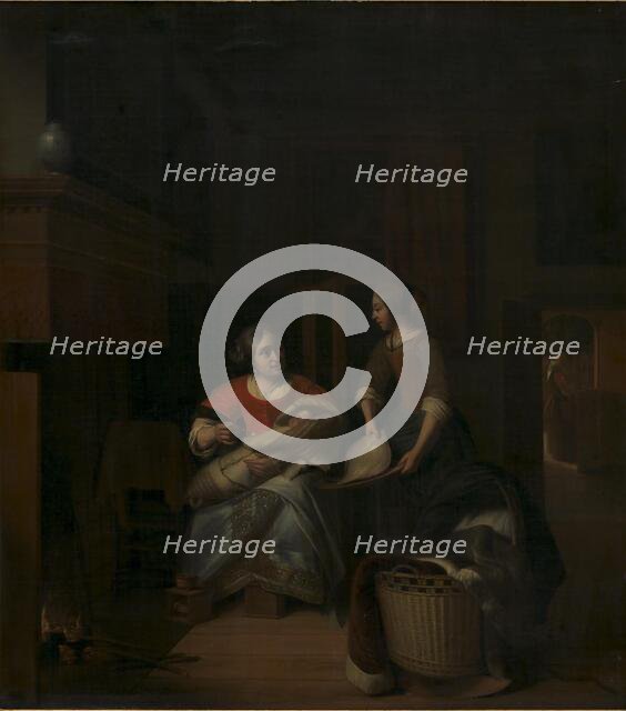 A Housewife Instructing her Maid, 1644-1683. Creator: Pieter de Hooch.