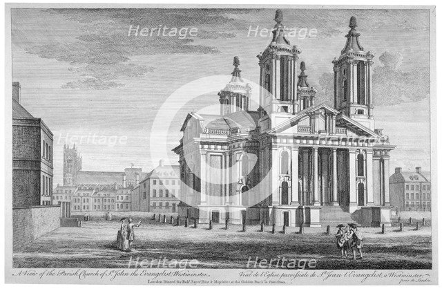 Church of St John the Evangelist, Westminster, London, c1751.                                        Artist: Anon