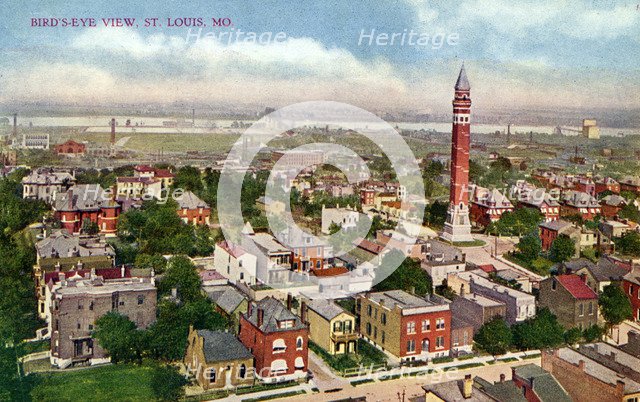 Bird's eye view, St Louis, Missouri, USA, 1910. Artist: Unknown