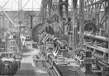 A visit to Penn's Marine Engine Factory, at Greenwich: turning a crank axle, 1865. Creator: Unknown.